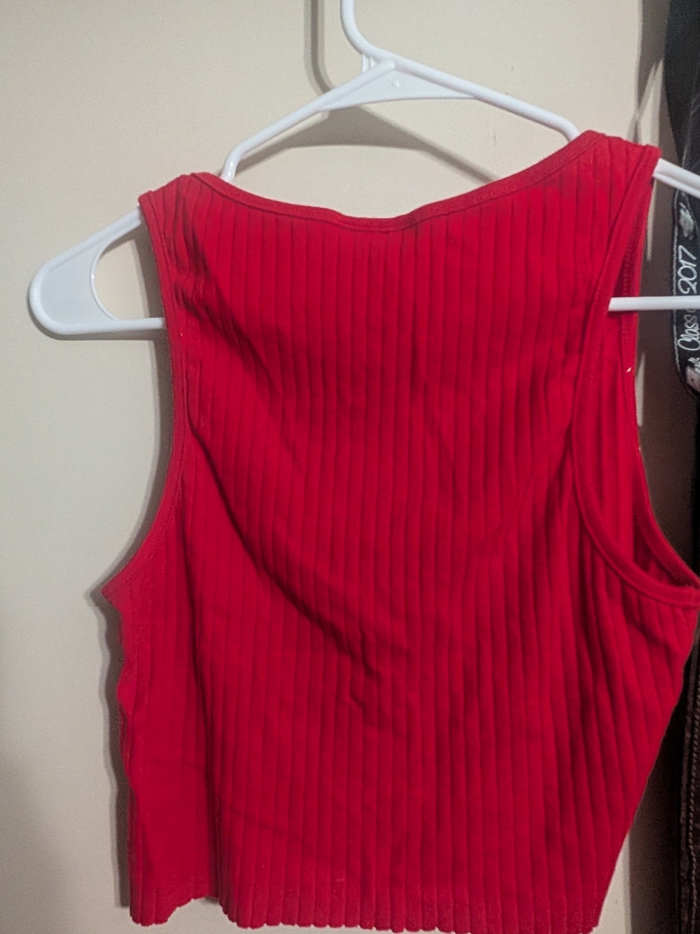 Topshop Red Ribbed Tank with Notch Neck - Picture 3 of 3